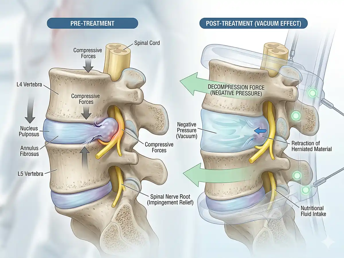 Patient receiving KDT Neuroflex spinal decompression therapy