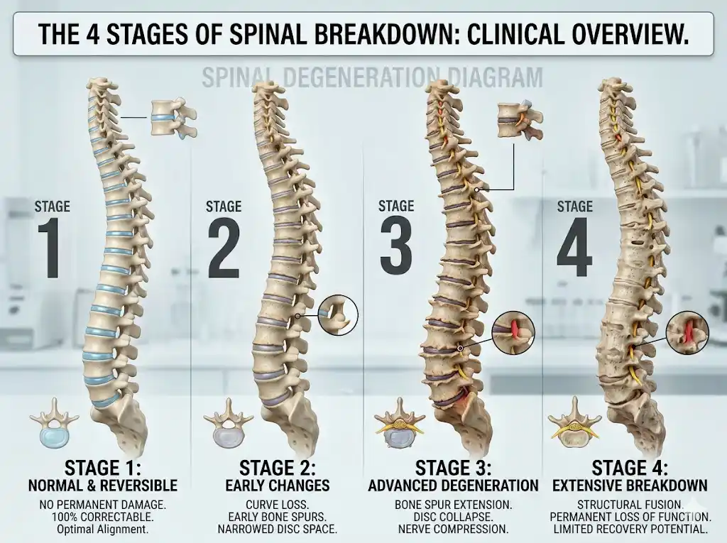 Diagram of the four phases of spinal degeneration